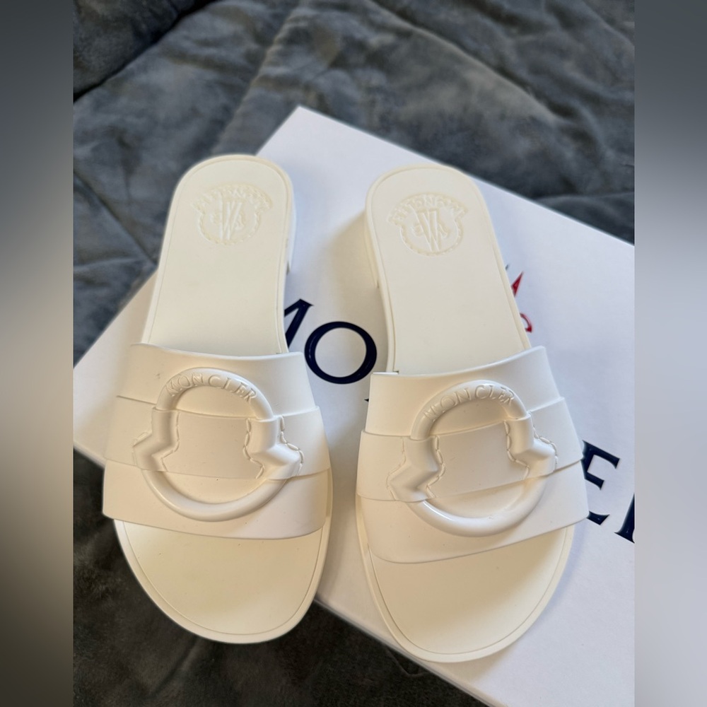 Moncler Women's White Slide Sandals